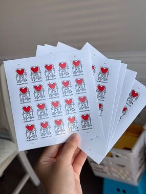 Heart Design Forever USA Postage Stickers - White with Red Heart (5 sheets of 20